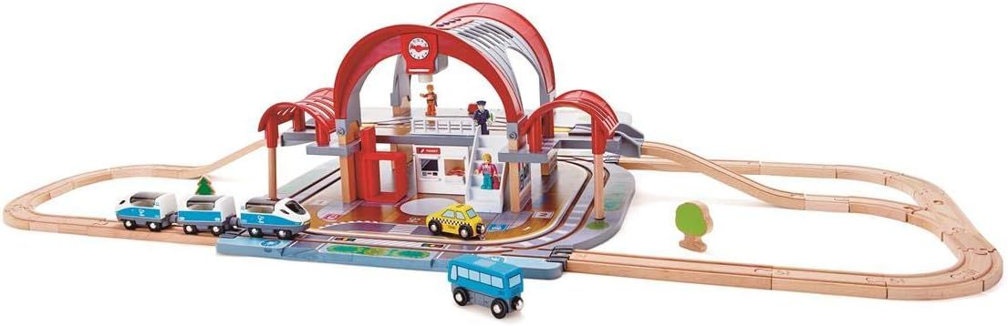 Hape(ハペ) 大きなターミナルステーション レールセット 54×135×26cm 3才以上 木製 知育玩具 おもちゃ E3725