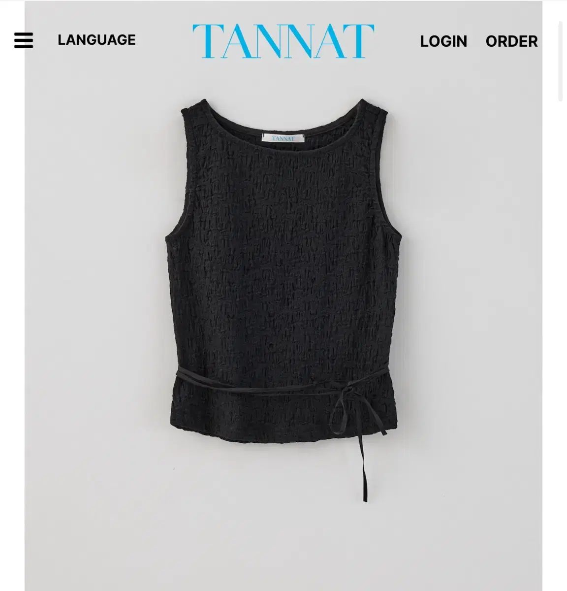 TANNAT 波紋 百 タイ ノースリーブ トップス 黒