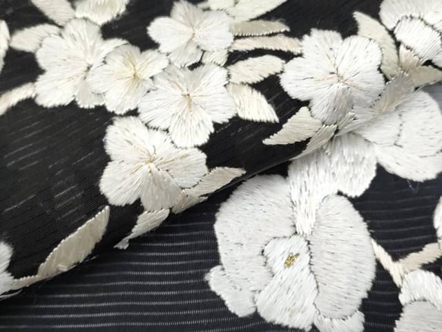 平和屋本店□最高級 夏物 訪問着 絽 総手刺繍 胡蝶蘭 枝垂れ桜 暈し