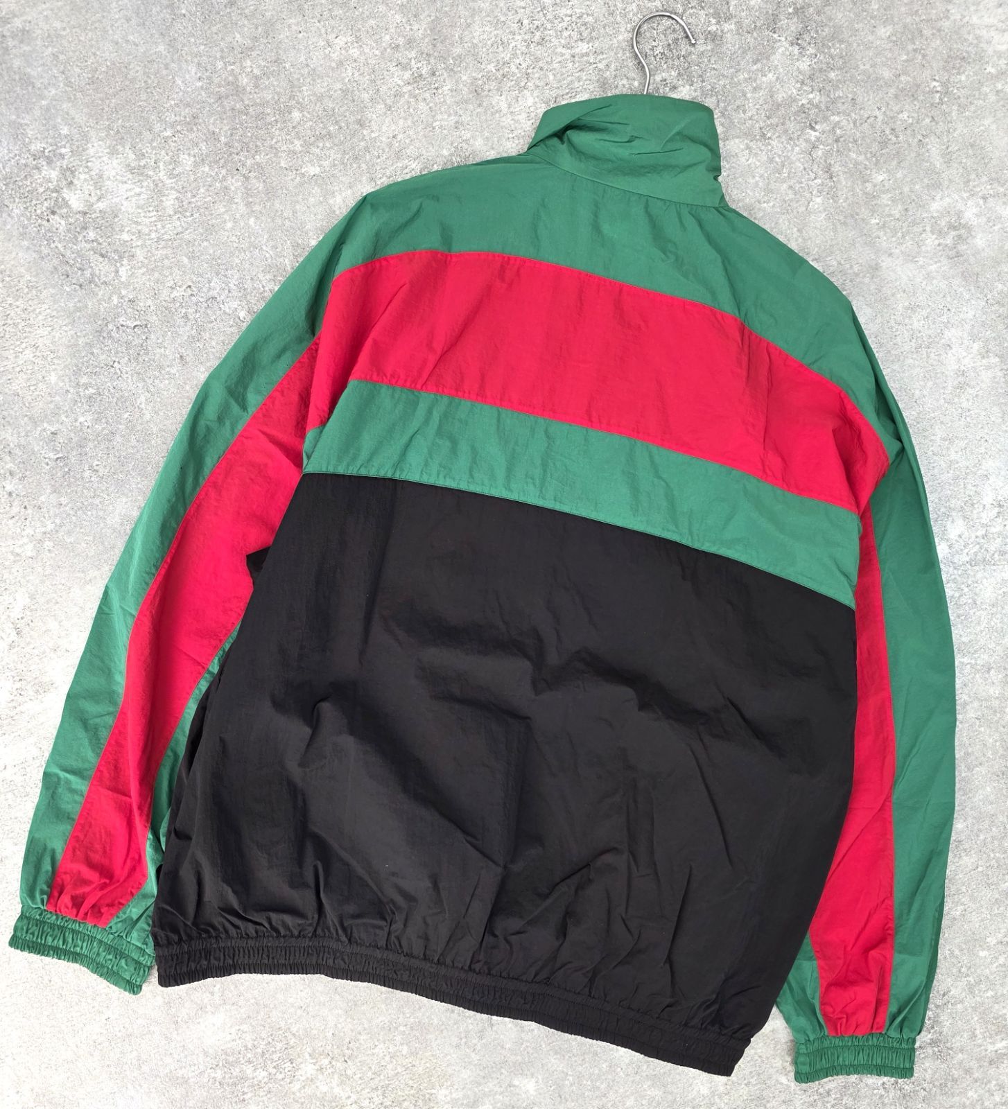 GUCCI グッチ GGマーク トリコロール オーバーサイズ ナイロントラックジャケット ジップジャケット 573308 XL メンズ ブラック×グリーン×レッド PAWNSHOPRiZ パウンショップリズ