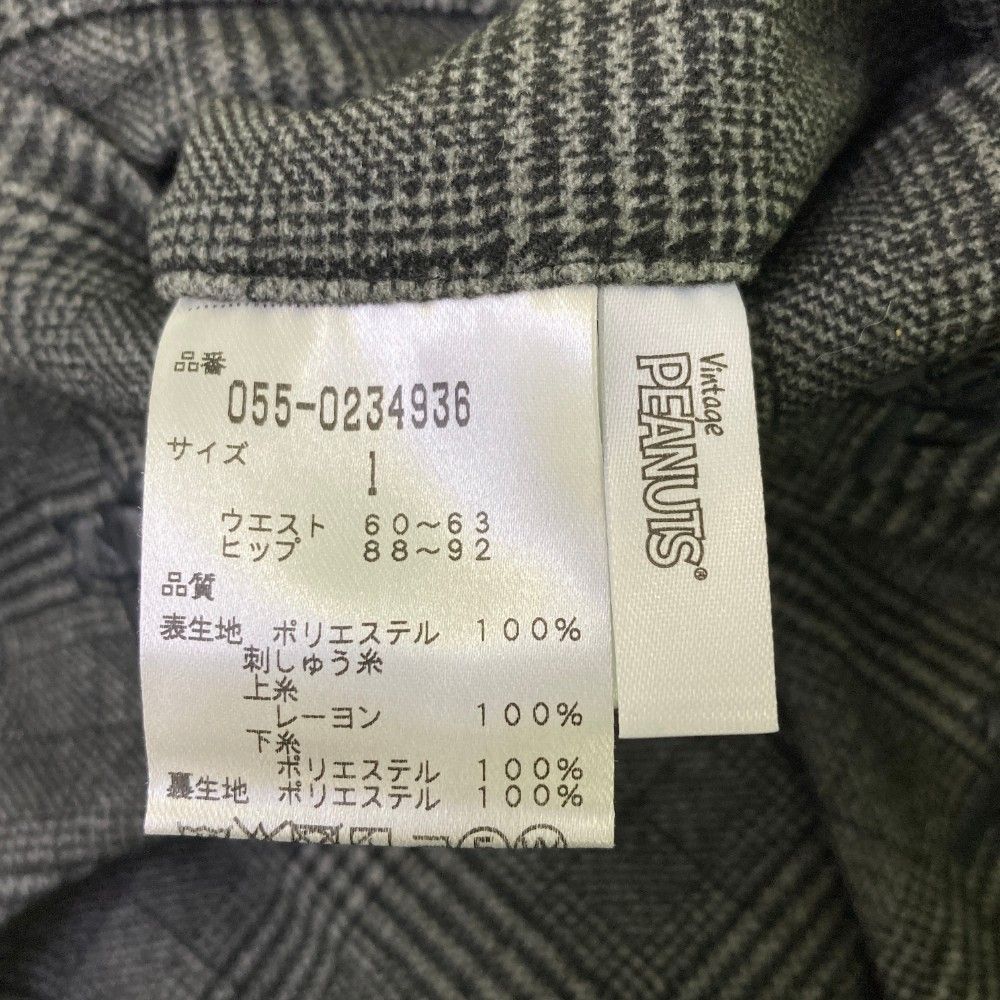サイズ：1 PEARLY GATES パーリーゲイツ ×PEANUTS スカート スヌーピー グレンチェック×総柄 グレー系 [240101366249] ゴルフウェア レディース ストスト サイズ：1 PEARLY GATES パーリーゲイツ ×PEANUTS スカート