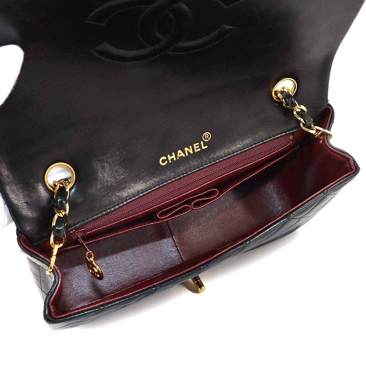 美品 シャネル CHANEL マトラッセ チェーン ショルダー バッグ レザー