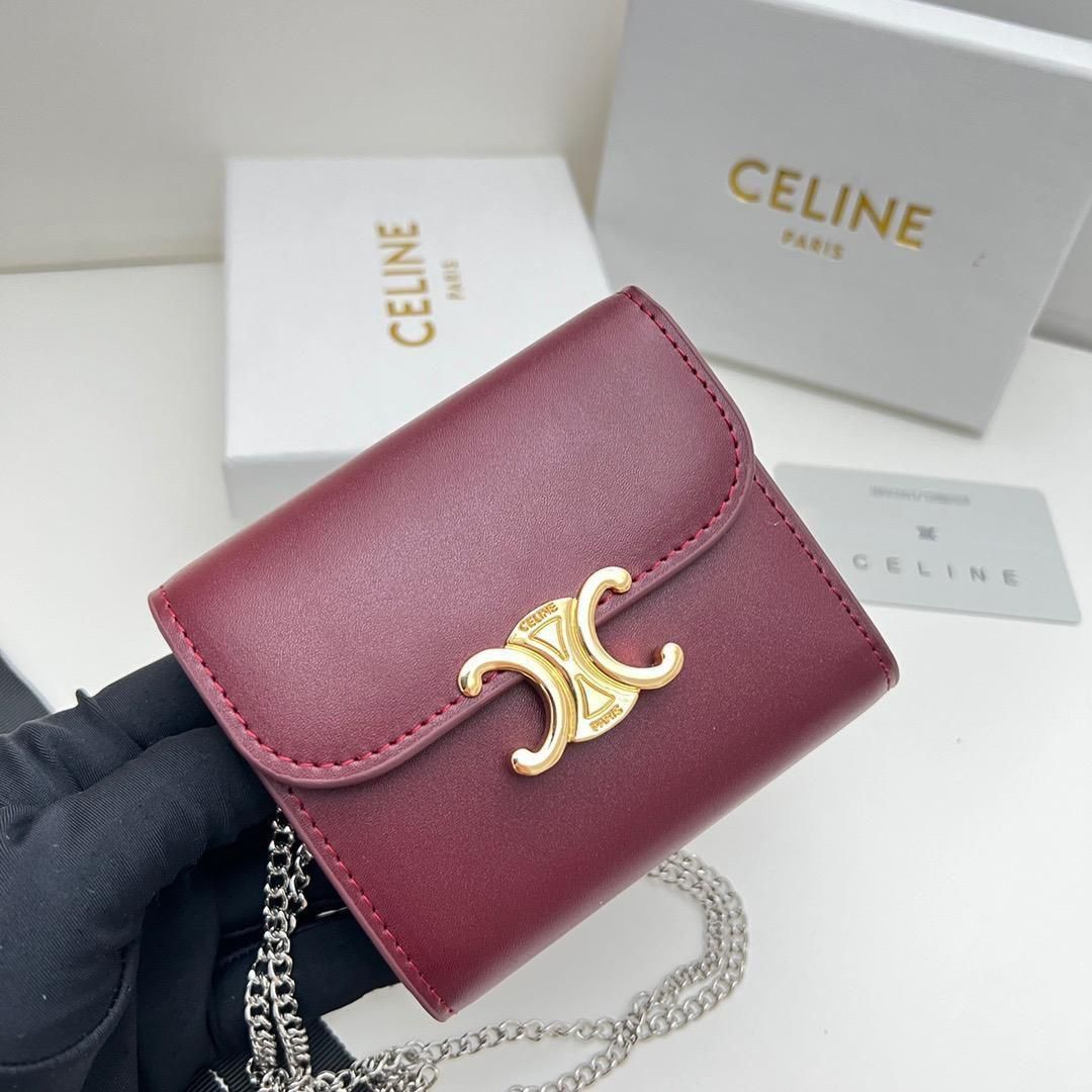 新品 セリーヌ CELINE 財布 三折り財布 ワインレッド - メルカリ