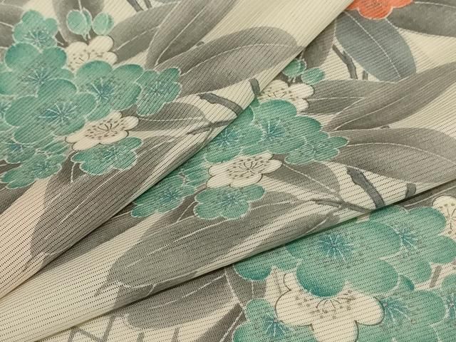 平和屋着物＊夏物 小紋 絽 枝花文 正絹 ♥ AABB6737jd