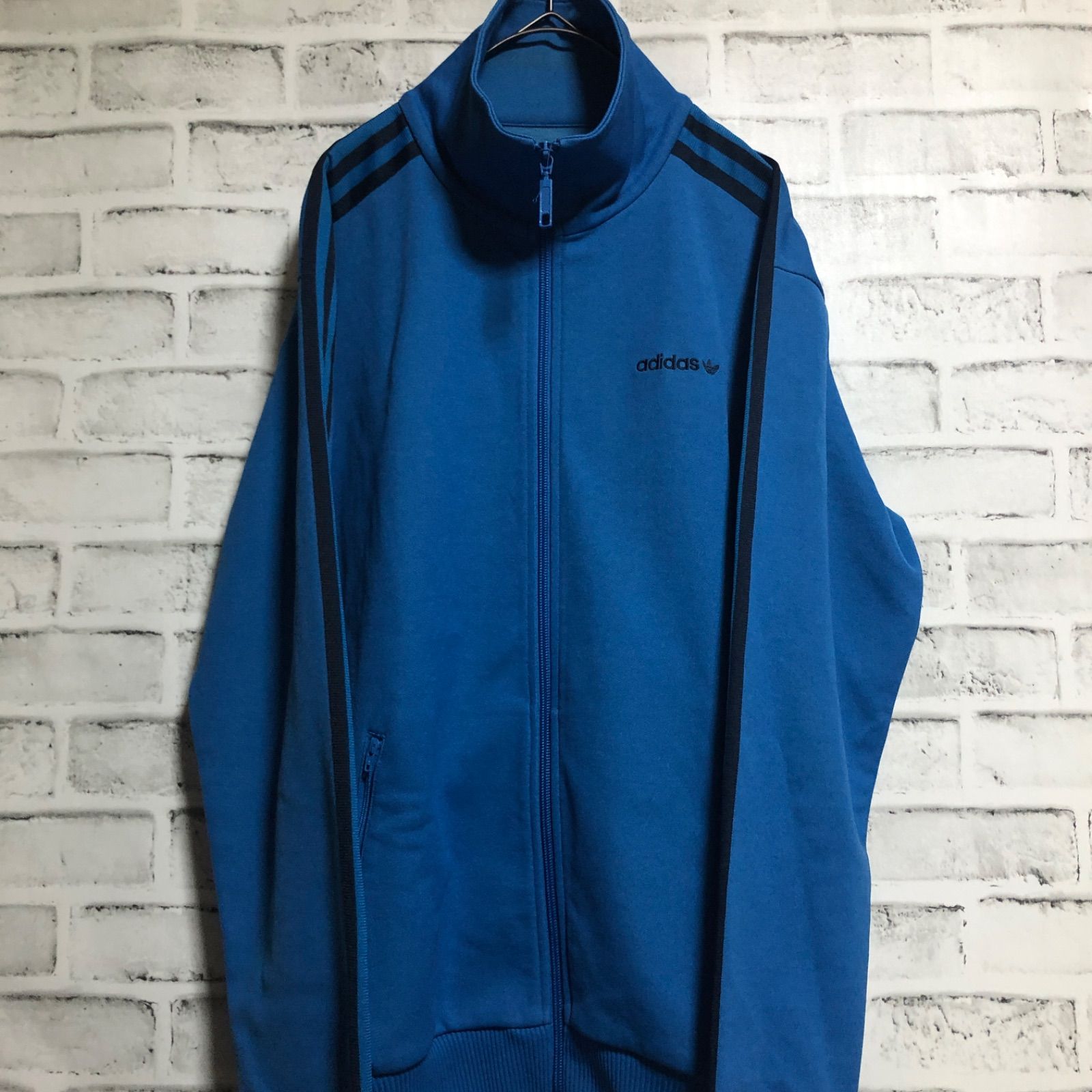adidas古着トラックジャケットベッケンバウアー刺繍ロゴMネイビーR658 adidas古着トラックジャケットベッケンバウアー刺繍ロゴM