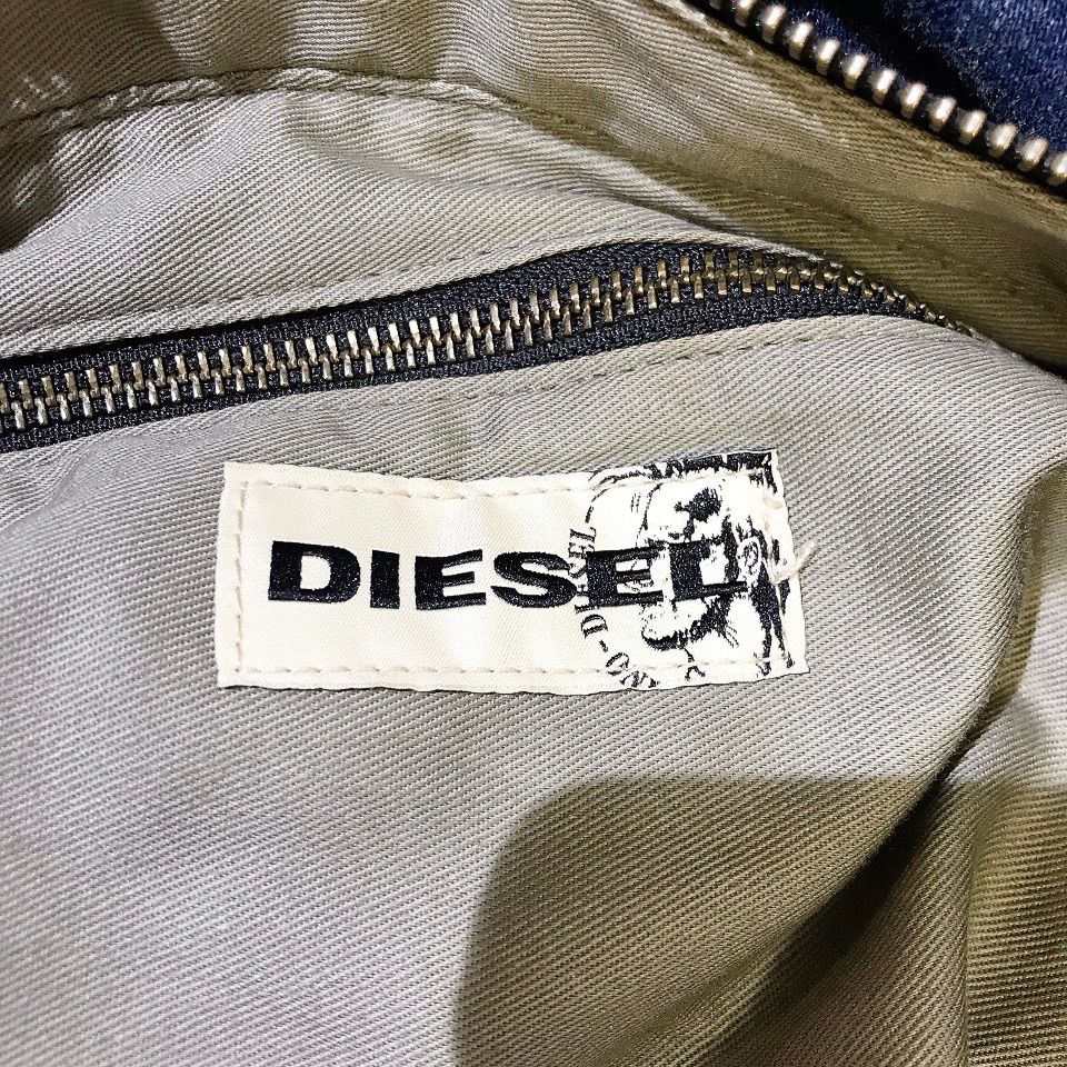 売り切り！⭐︎Diesel 【ディーゼル】デニム　レザー　ボストンバッグ DIESEL ディーゼル 変形型 デニム ボストンバッグ レザー 大容量