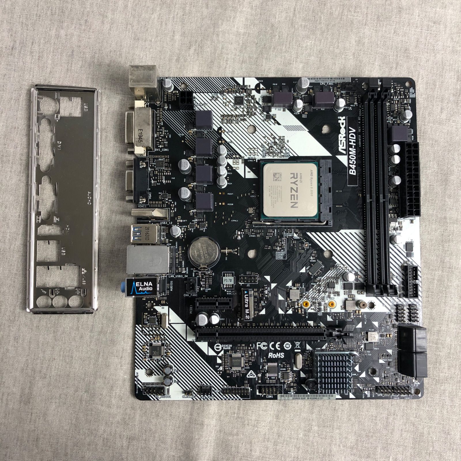 【マザーボード+CPU】ASRock B450M-HDV+AMD Ryzen 5 3500 【起動確認済】/MB_PLUS_M230297