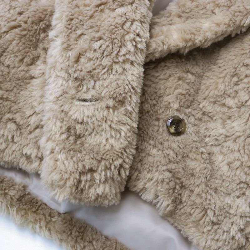 2023AW ノーブル NOBLE リッチフェイクボアショートコート /ベージュ