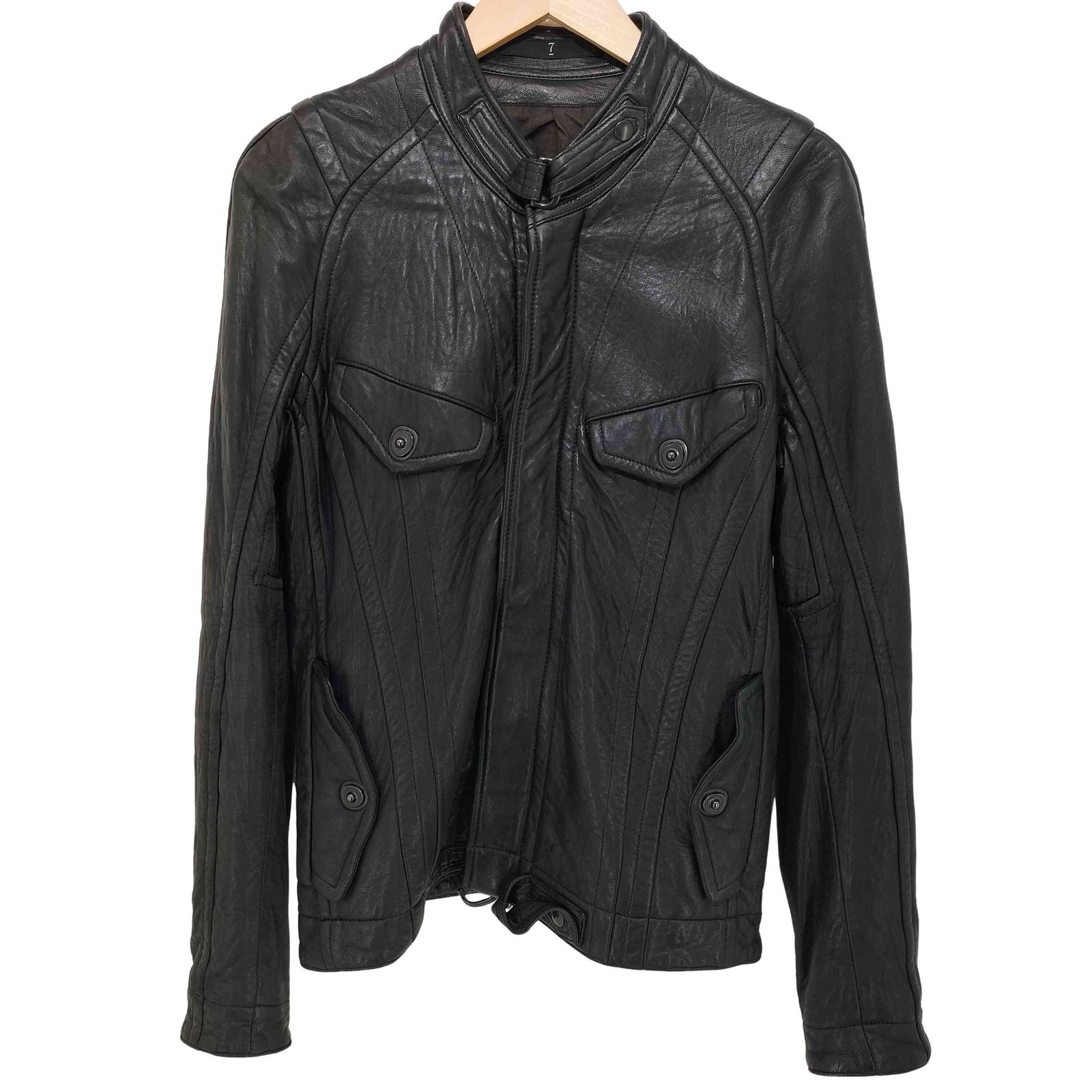 セブンユリウス _7 JULIUS 2008AW シープレザー ガスマスク レザー シングルライダースジャケット メンズ JPN 1