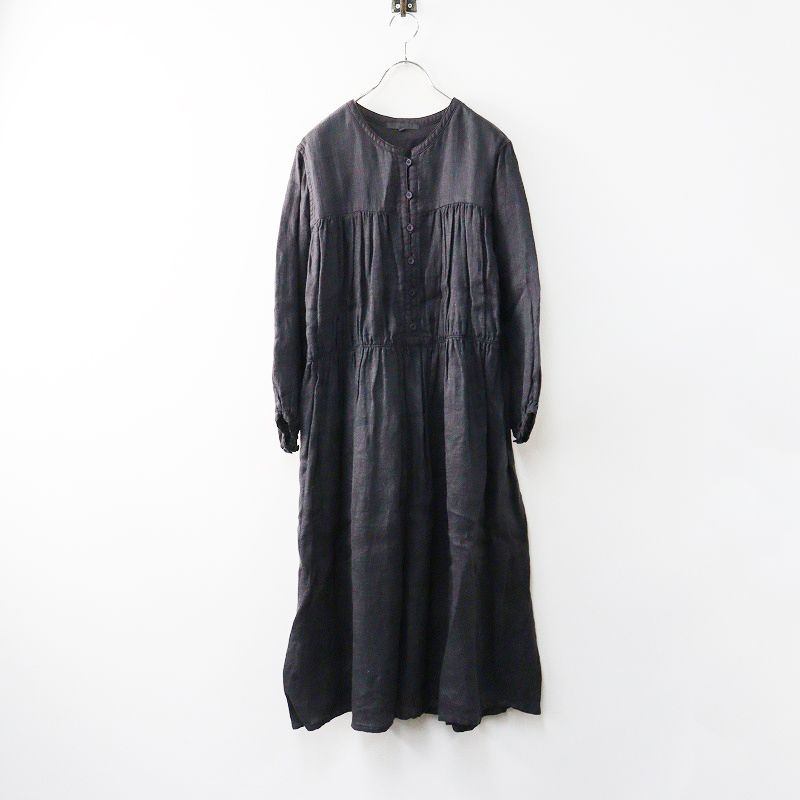 ヴラスブラム Vlas Blomme コルトレイクリネン ノーカラー ワンピース F｜チャコールグレー トップス 長袖 2400014641097