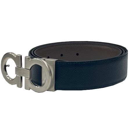 Salvatore Ferragamo レザー ベルト 115 未使用】Salvatore Ferragamo ブラック レザーベルト
