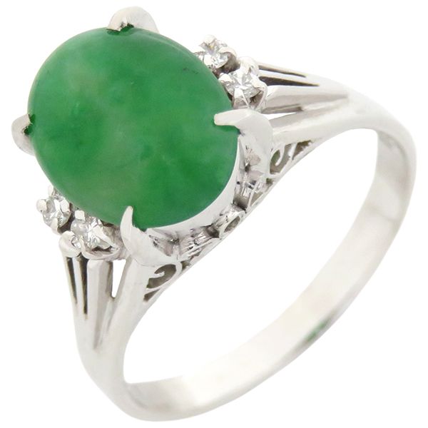 pt850翡翠ダイヤ指輪