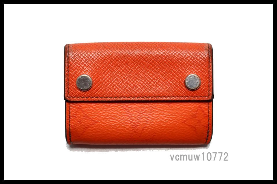 RFIDタグ近年 美 LOUIS VUITTON タイガラマ ディスカバリーコンパクト レザー 3つ折り財布 ルイヴィトン 0403uh026796