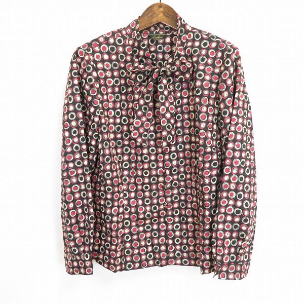 レリアン リボン柄 ブラウス 長袖 L レリアン リボン柄 ブラウス 長袖 L