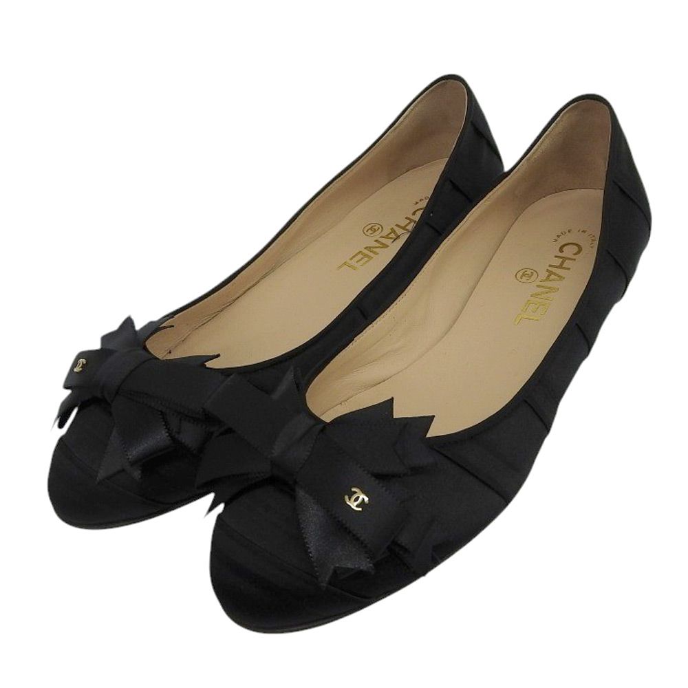 CHANEL シャネル　サテン　パンプス CHANEL シャネル 美品 サテン リボン パンプス レディース 38 1/2