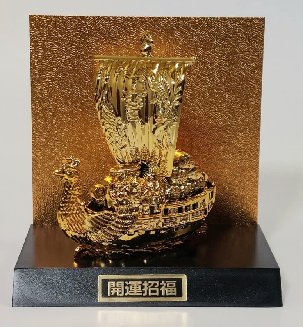 宝船 七福神 金彩 ゴールド シルバー メッキ Amazon.co.jp: 開運 七福宝船 37cm（金メッキ/24金）＿置物