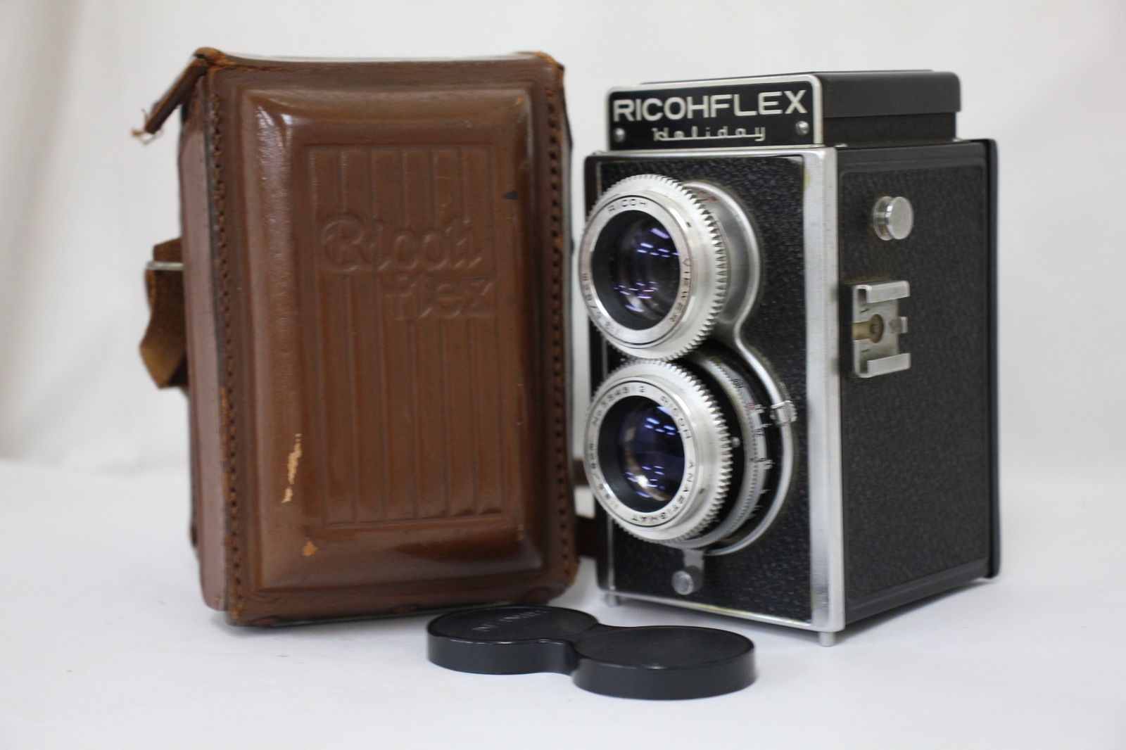 返品保証 リコー RicohFLEX Holiday ANASTIGMAT 8cm F3.5 ケース付き 二眼カメラ e2717