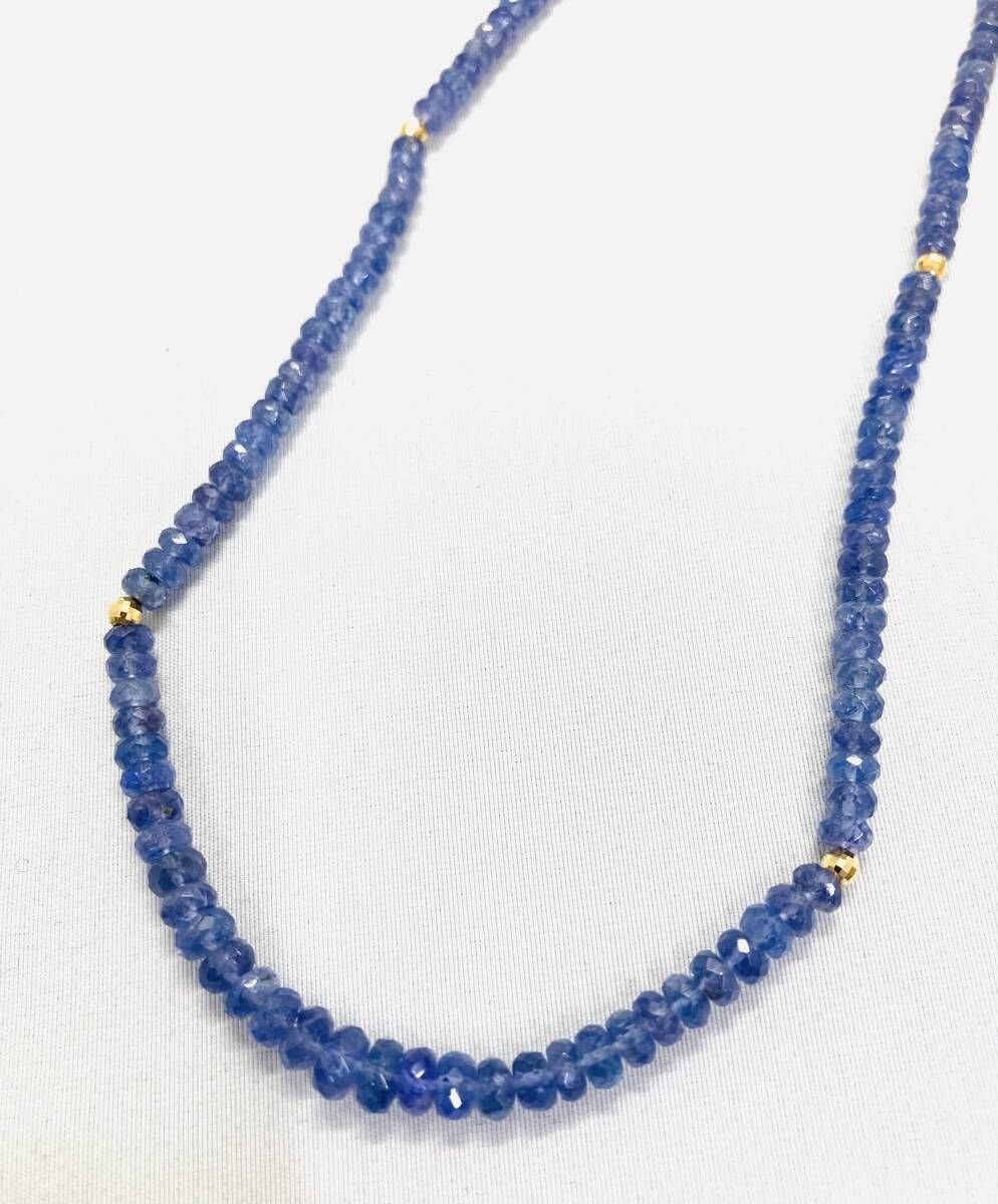 天然タンザナイト K18 ネックレス 約48cm 13.5g ソーティング付き