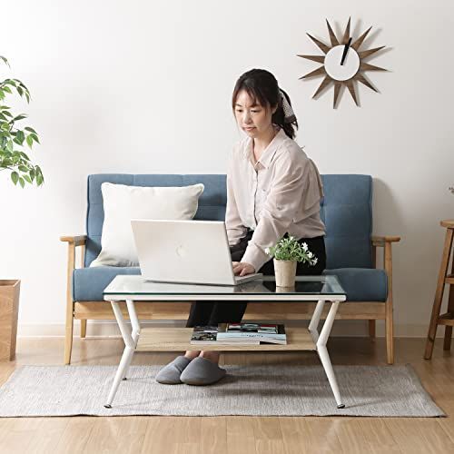 特価セール】ナチュラル 幅80cm 強化ガラス ローテーブル クレア 割引