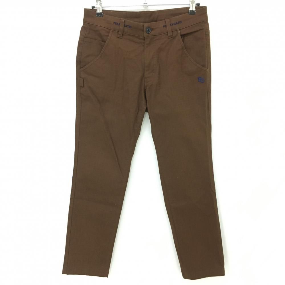 超 パーリーゲイツ パンツ ブラウン 織生地 ストレッチ ロゴネイビー メンズ 4 M ゴルフウェア 2025年モデル PEARLY GATES