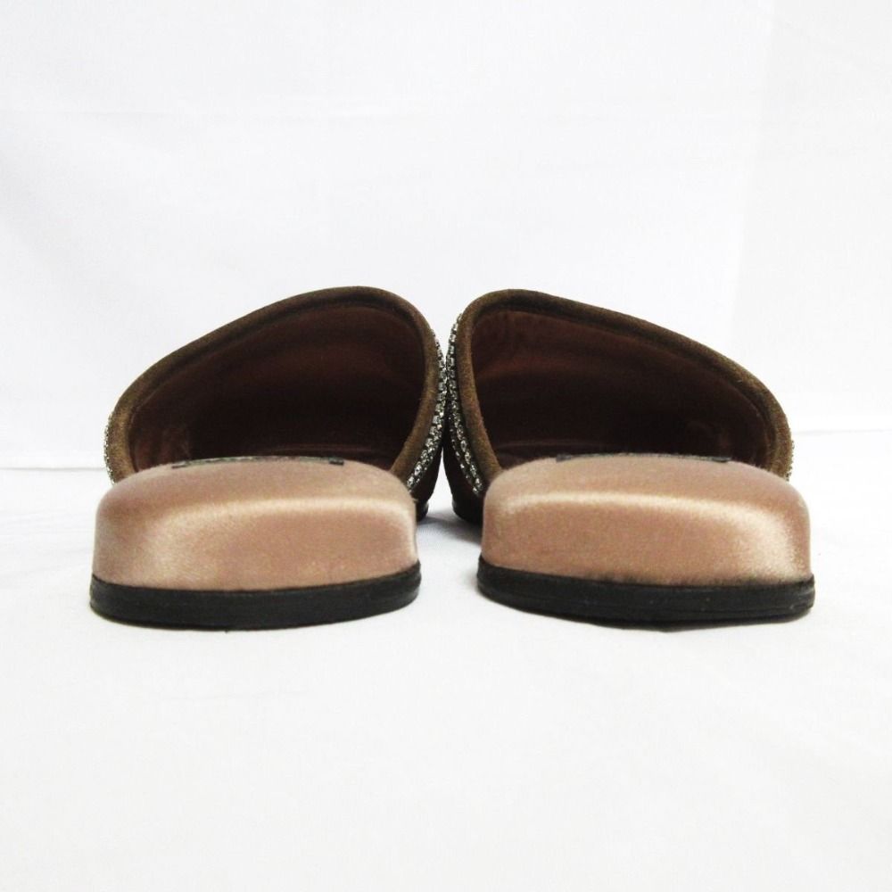 美品 GUCCI グッチ GG柄 ライトストーン ベロア フラットサンダル