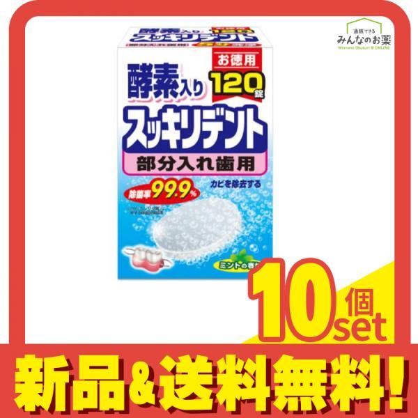 入れ歯洗浄剤 スッキリデント 120錠 (部分入れ歯用) 10個セット まとめ売り