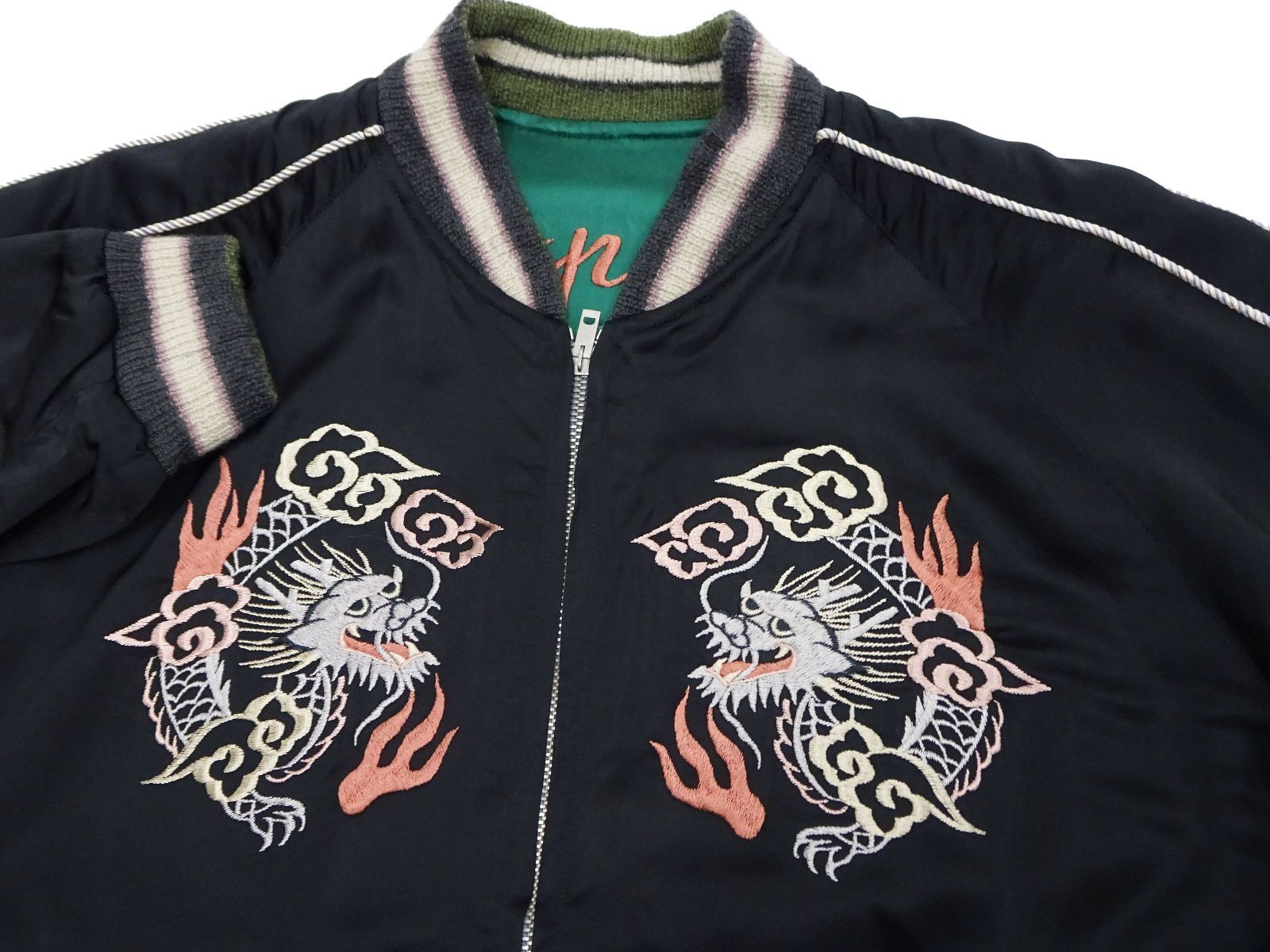 90s powder 中綿入り ヴィンテージ 龍 ドラゴン スカジャン Lot No. TT15619-119 / Early 1950s Style Acetate Souvenir