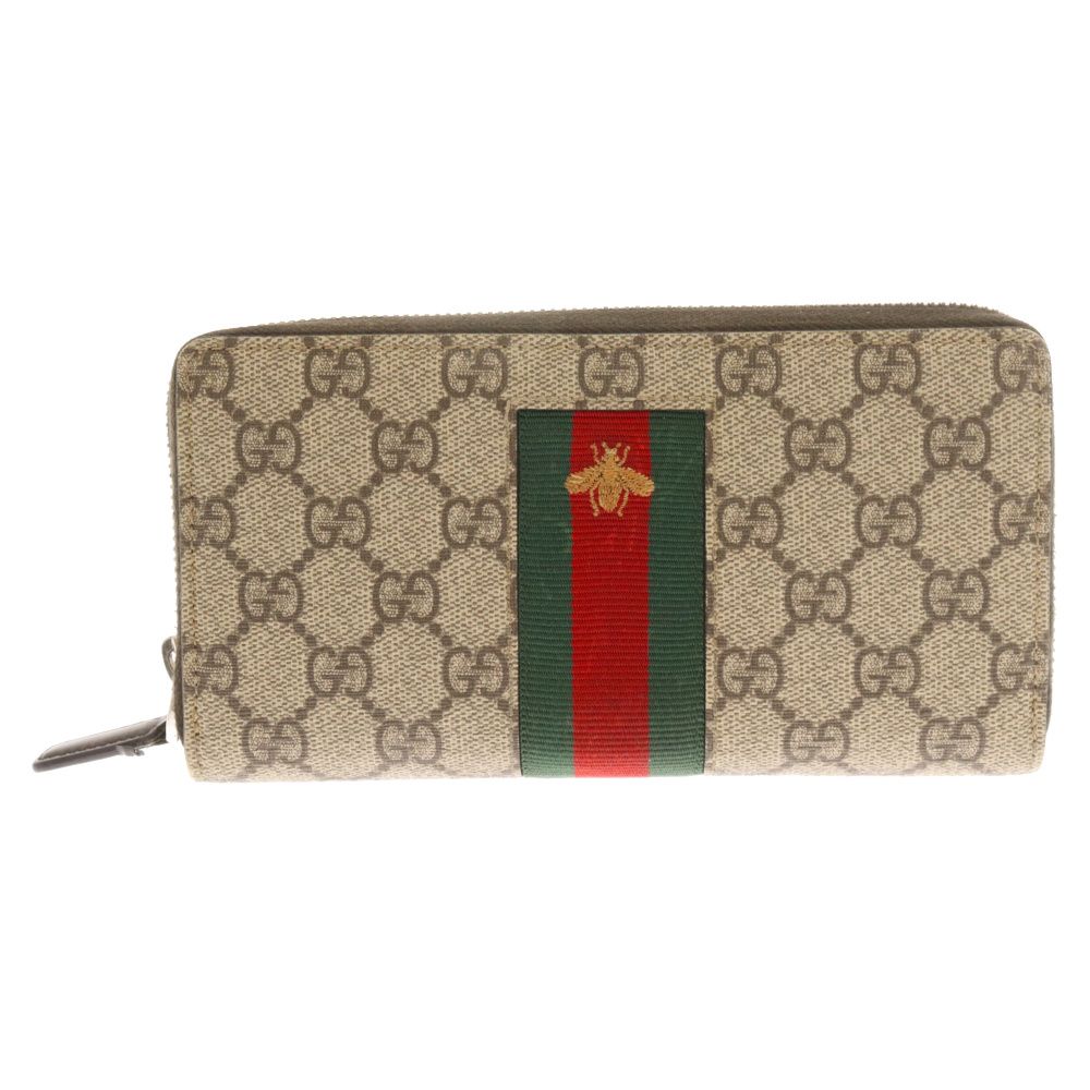 GUCCI (グッチ) GGスプリーム ビー刺繍 ラウンドジップファスナー長