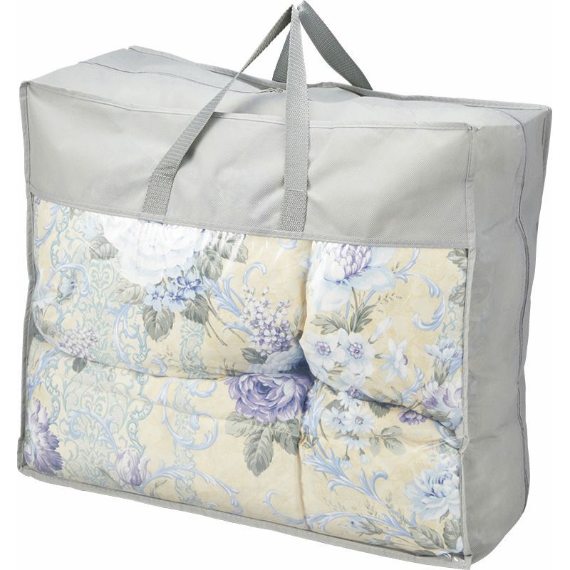 【ギフト】[寝具]花浪漫 羽根ふとんバッグ入り ブルー L-A