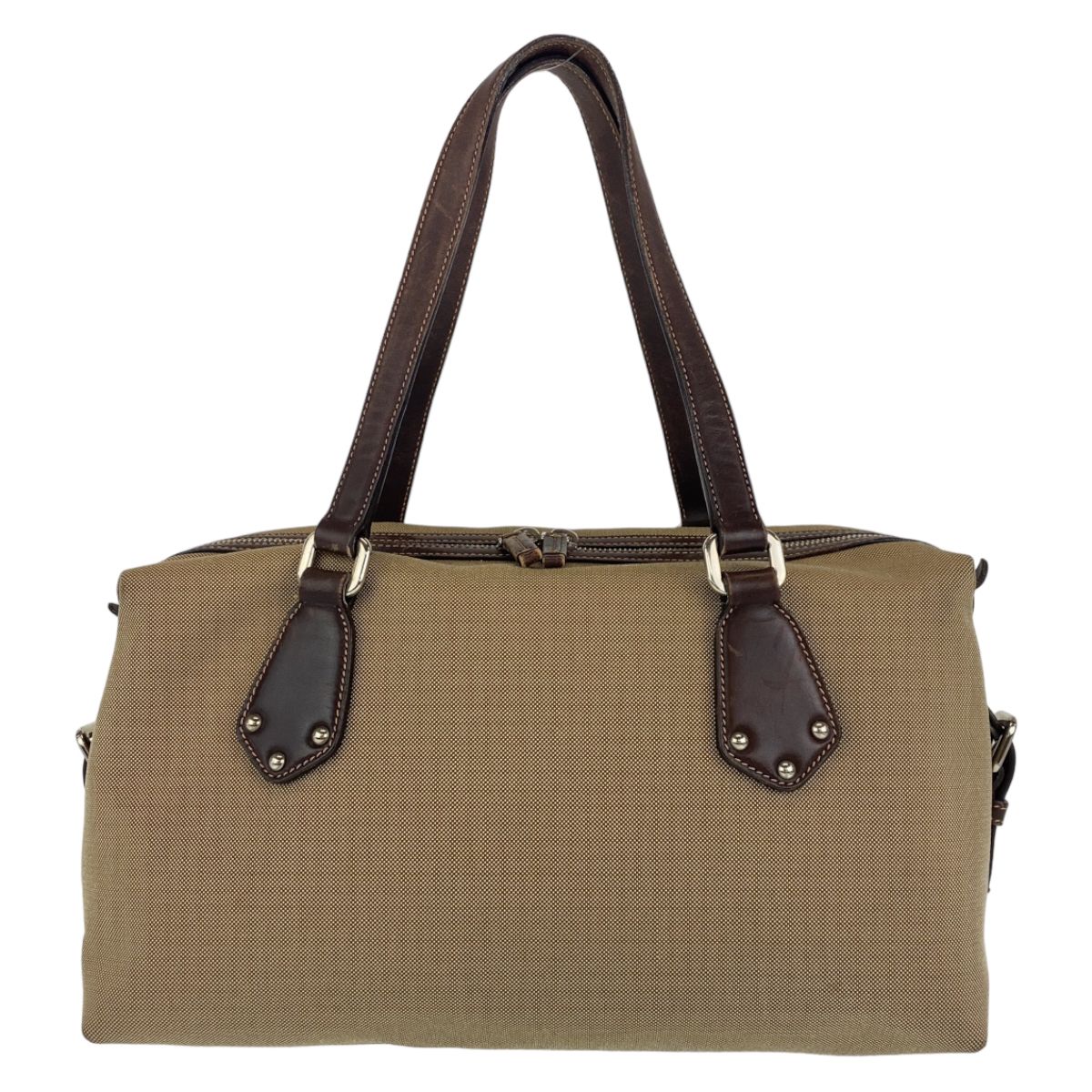 PRADA プラダ ロゴジャガード ベージュ ブラウン 茶 シルバー金具 