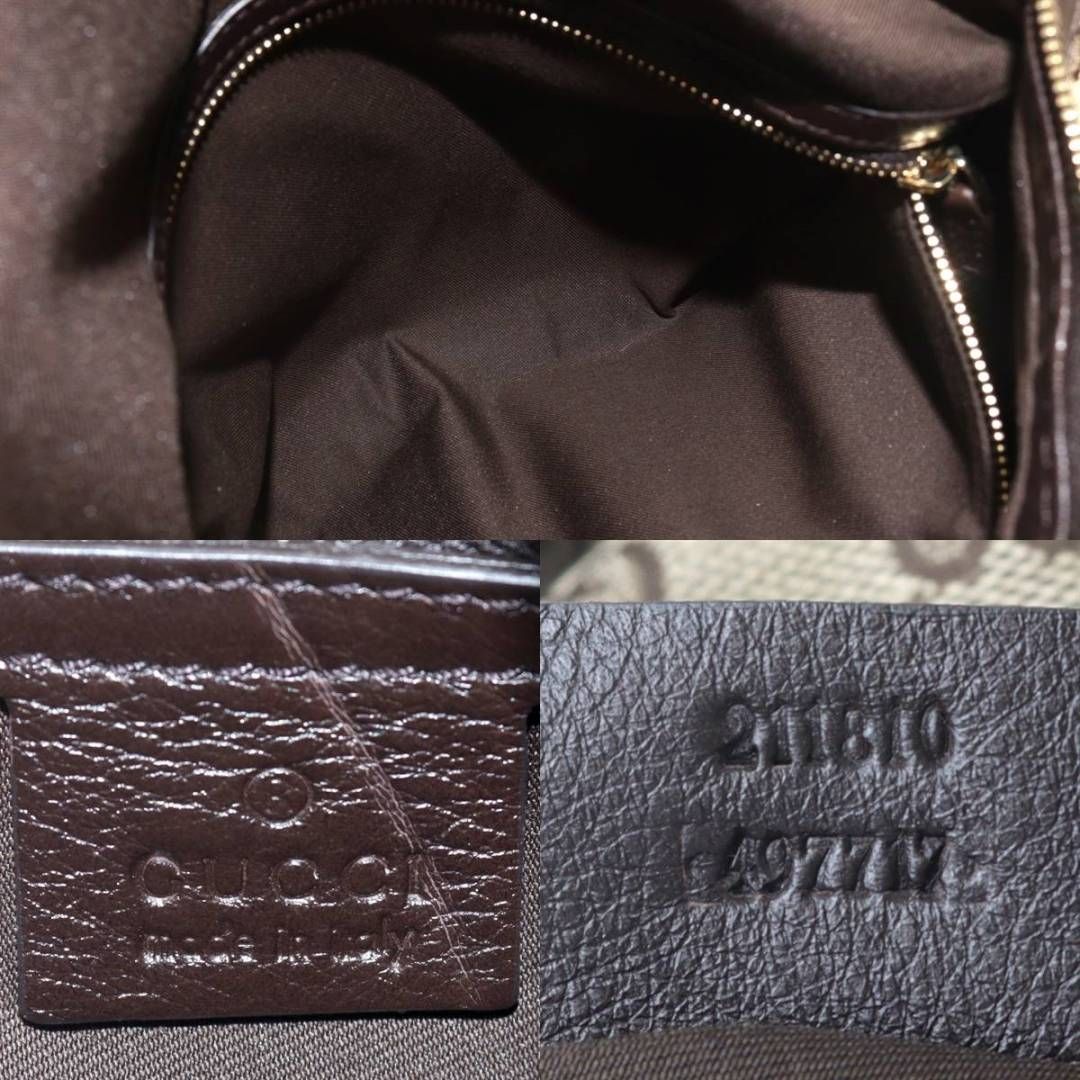 GUCCI / グッチ ワンショルダーバッグ GG カーキ・ダークブラウン 211810 497717 ジャガード・レザー NO Bランク