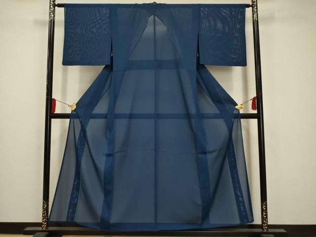 平和屋着物＊夏物 色無地 絽 青藍色 洗える着物 AABA5513sx