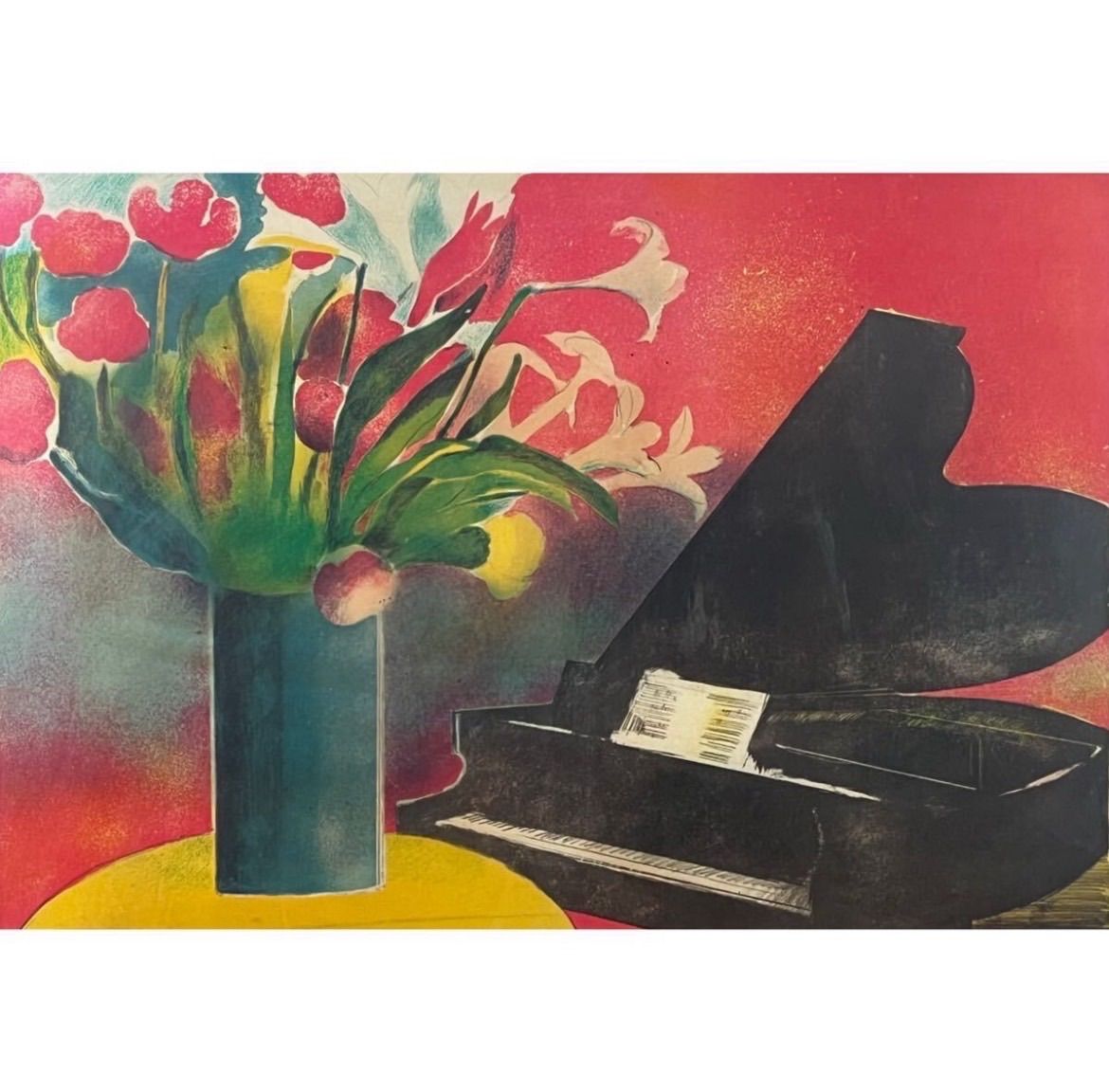 PGポ―ル ギヤマンのカラ―リトグラフ 自筆サイン、限定 「裸婦とブ―ケ