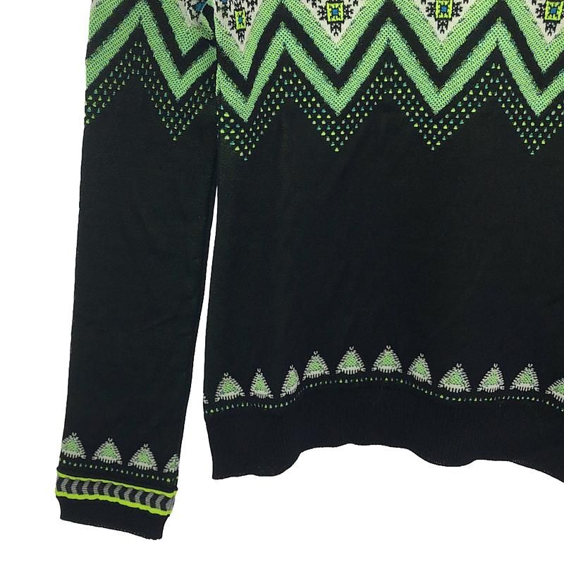 【美品】  Mame Kurogouchi / マメクロゴウチ | Fair Isle High Neck Knitted Top ハイネックニット | 2 | ブラック | レディース Mame Kurogouchi(マメ) Fair Isle High Neck Knitted Top NAVY
