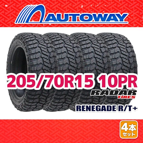 AUTOWAY 205|70R15 サマータイヤ Radar RENEGADE R|T 15インチ 4本セット 夏タイヤ オートウェイ