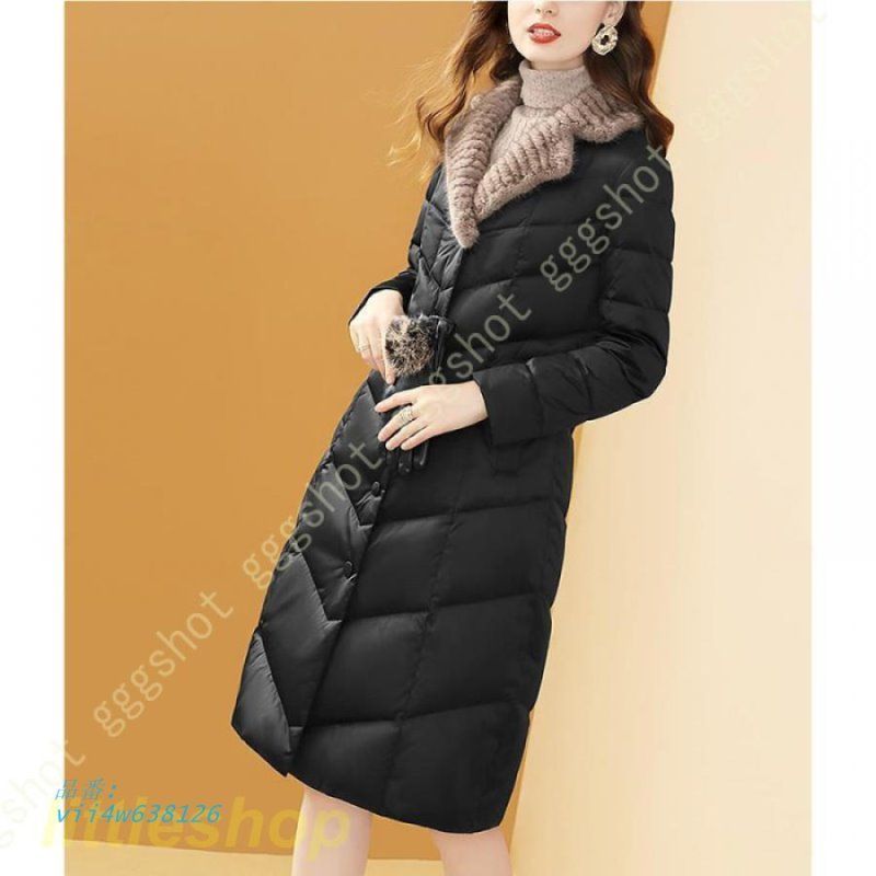 ダウンコート レディース コート ジャケット ライトダウン 超ロング 無地細身 軽量 暖かい 厚手 シンプル アウター ファーフード付き 膝丈 おしゃれ トップス vii4w638126 GULLKHAN_COM