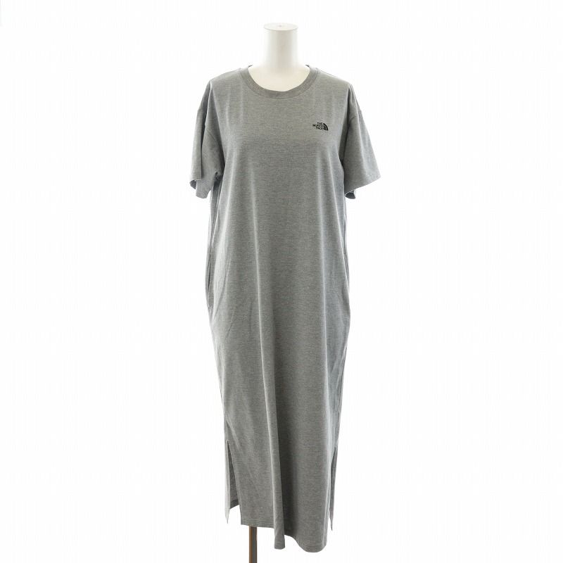 ザノースフェイス THE NORTH FACE S/S ONEPIECE CREW ショートスリーブワンピースクルー ロング Tシャツ 半袖 ロゴ スリット M グレー NTW32239 ■GY18 /MW