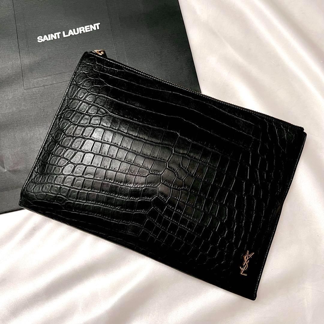 希少✨シワ加工/キルティング】サンローラン クラッチバッグ 長財布