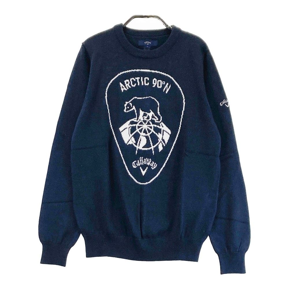 サイズ：L CALLAWAY キャロウェイ ウール混 ニットセーター ネイビー系
