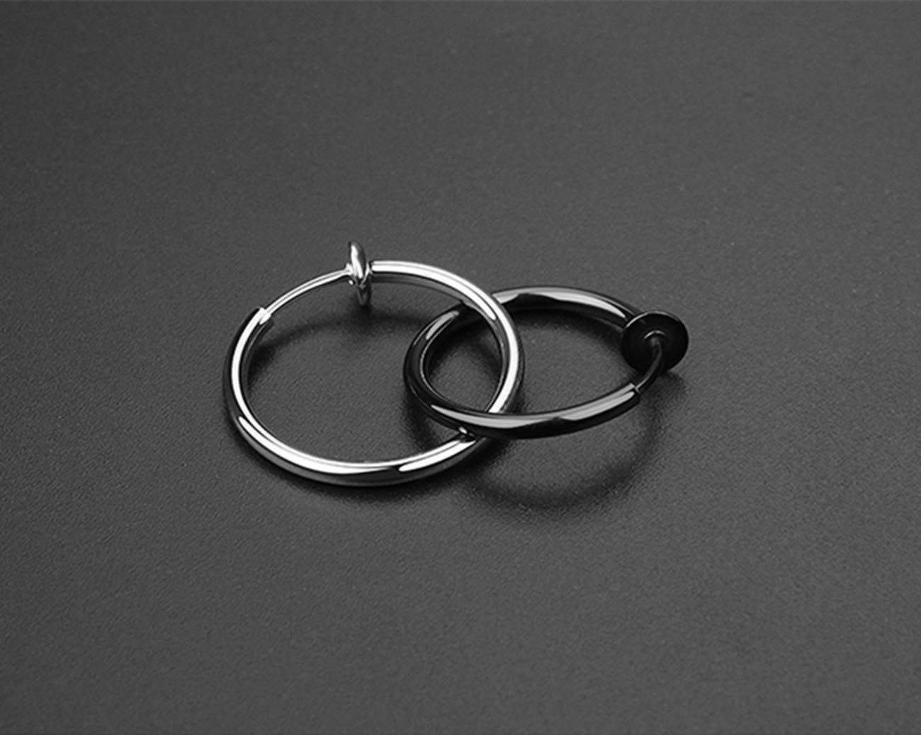 【色名: シルバー & ブラック(10mm)】10mm,12mm) (内径 イヤ