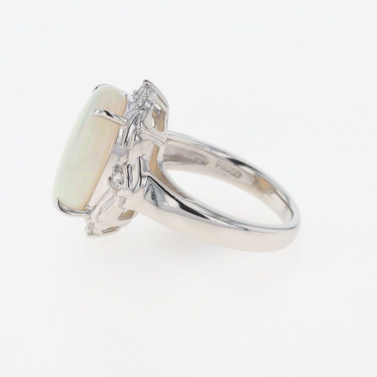 オパール デザインリング プラチナ 指輪 メレダイヤ リング 8号 Pt900  