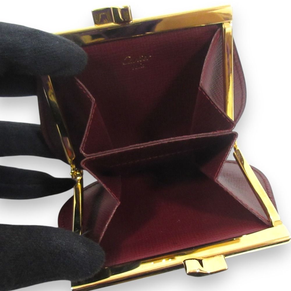 美品　Cartier カルティエ　マストライン　レザーコインケース　がま口 美品 Cartier カルティエ マストライン レザー がま口 コイン