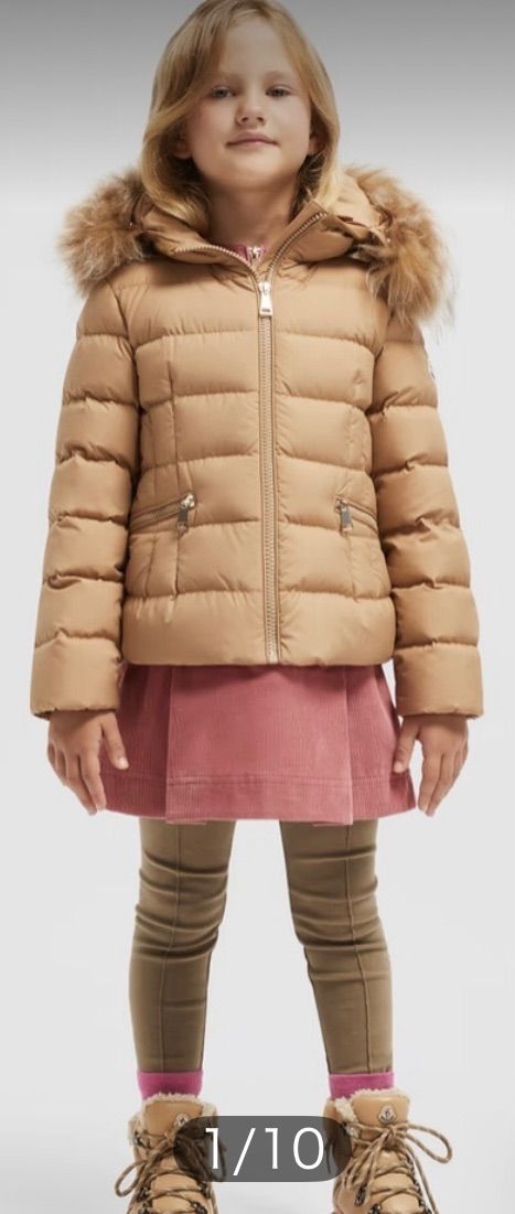 MONCLER モンクレール 24AW キッズ ファー付 ダウンジャケット BOEDETTE 4歳|110 ベージュ 女の子 アウター 2A48