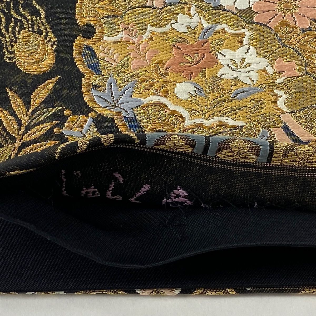袋帯 美品 逸品 吉祥慶賀文 金糸 箔 黒 六通 正絹 【中古