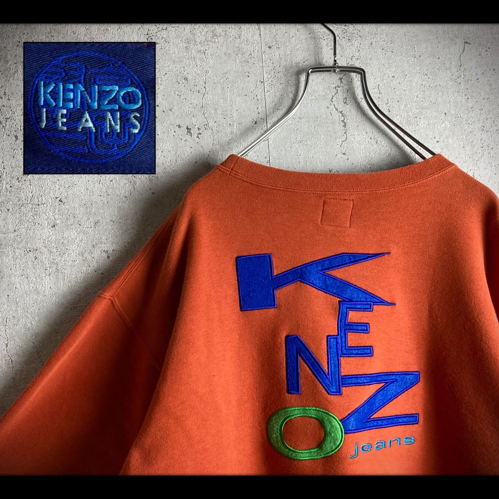 80S ケンゾーKENZO 葛飾北斎タグスウェット太アーム花 刺繍 トレーナー