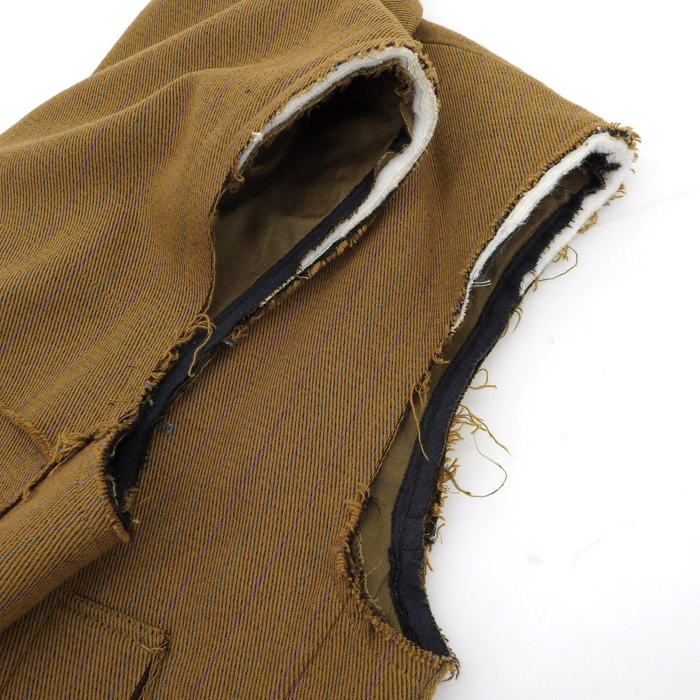 美品 22AW MIOSMOKEY ミオズモーキー STRIPE CUT OFF DB GILET ロングジレ ノースリーブコート 222VE002F-A サイズ36 ブラウン レディース 古着 中古 美品 22AW MIOSMOKEY ミオズモーキー STRIPE CUT OFF DB GILET