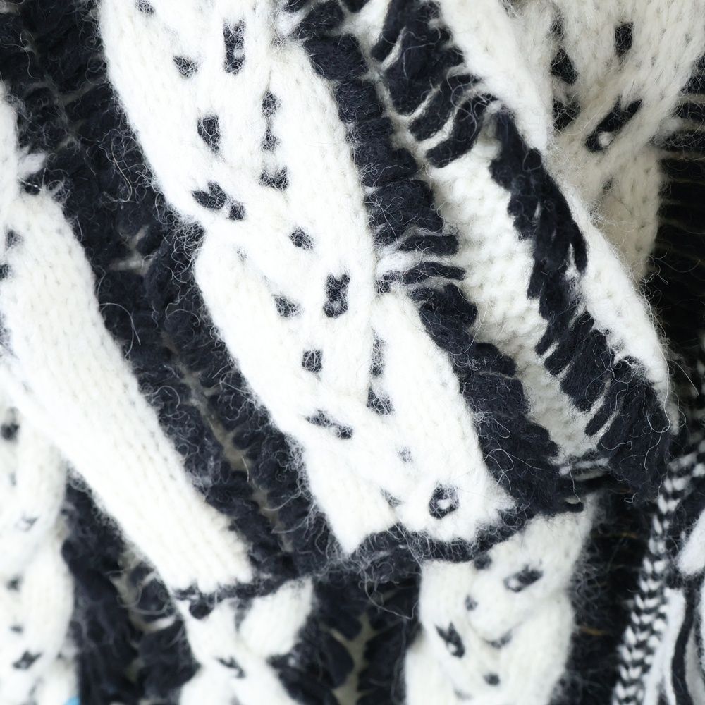  ALANUI アラヌイ ジャングルビート アルパカウール かぎ編み フリンジ ローゲージニット カーディガン ホワイト ブラック カーディガン ボレロ アンサンブル トップス