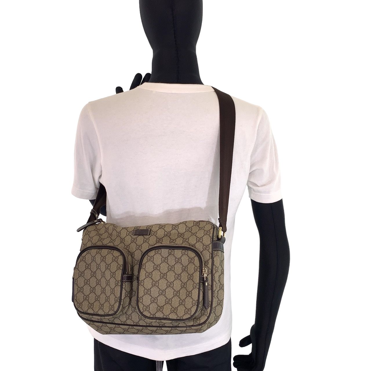 美品 GUCCI グッチ GGスプリーム 男女兼用 ブラウン 茶 GGスプリーム 