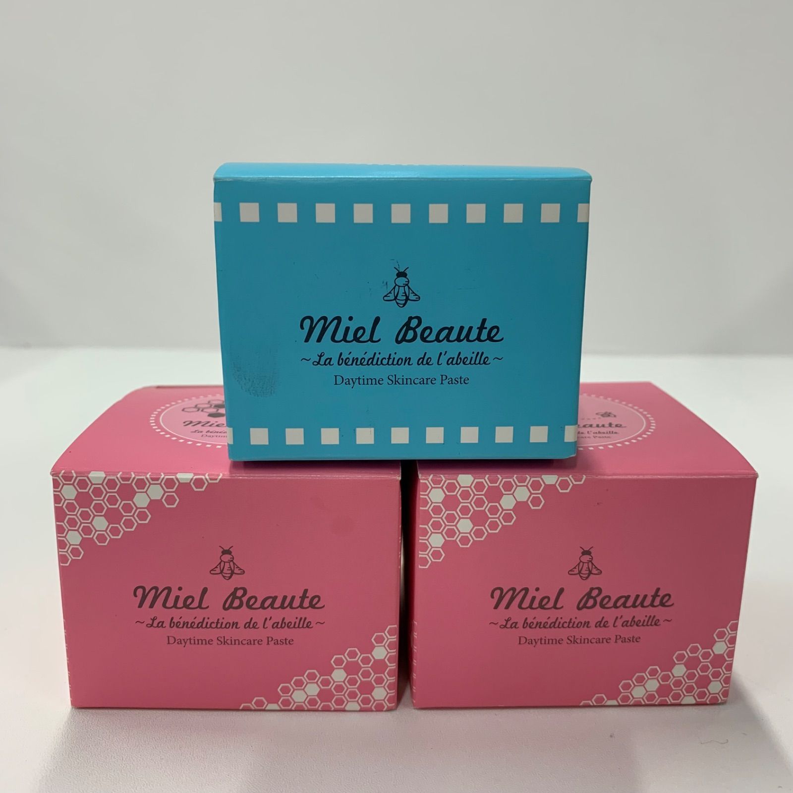 送料無料，定番人気 K1221 miel beaute ミエルボーテ デイタイムスキンケアペースト (日中用クリーム・化粧下地) ピンク × 2 / バニラ 25g 計3点セット フェイスクリーム