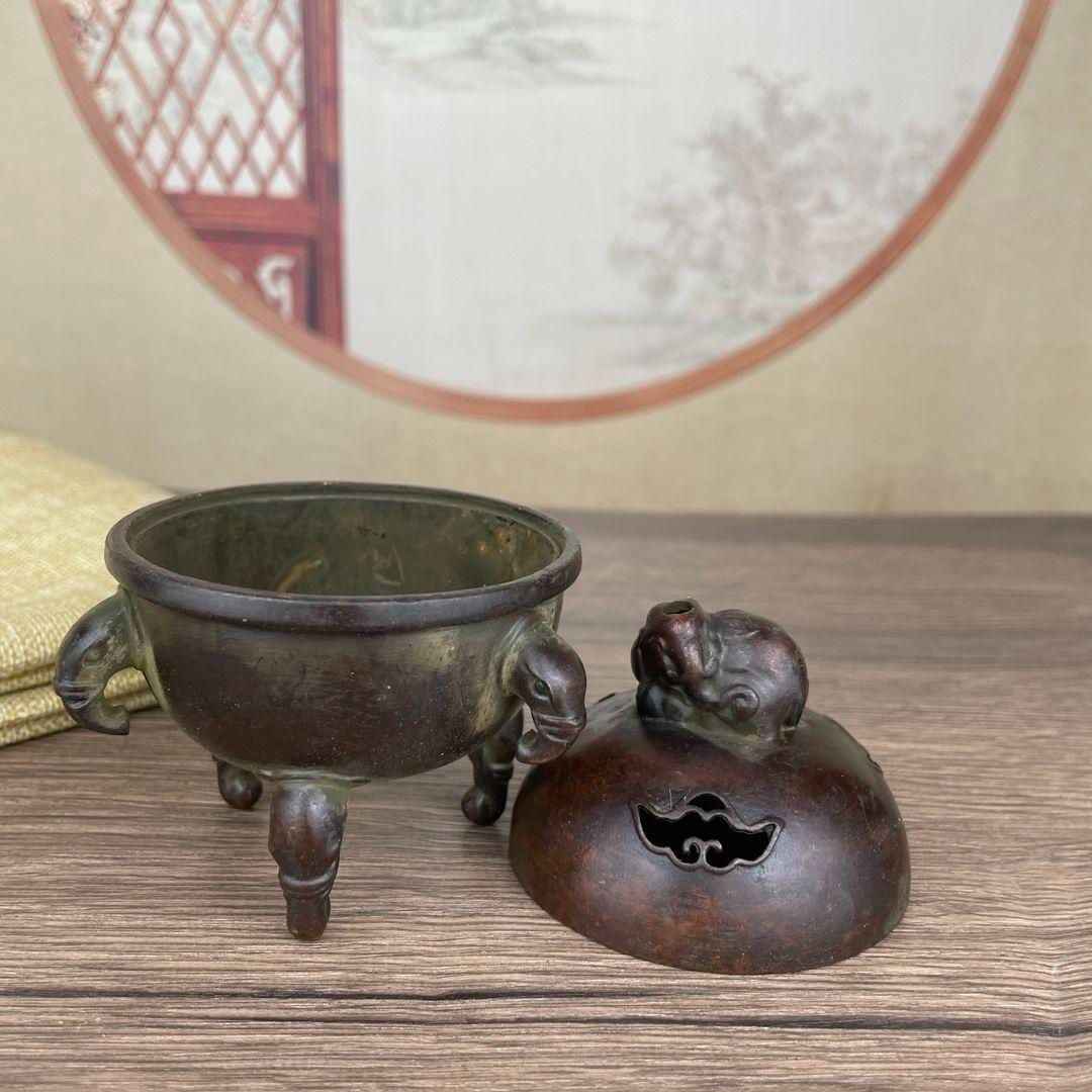 香炉 象炉 祥雲香炉 薫香炉 茶道 供仏 檀香炉 銅製 工芸品 置物